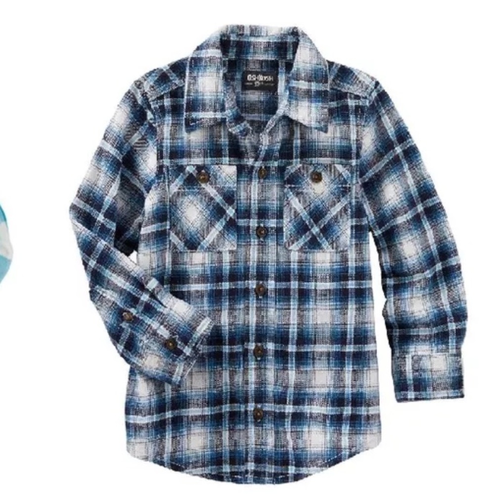 Oshkosh blue plaid flannel shirt size 4-7X